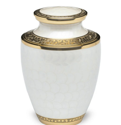 Adult Nickel Plated Brass Urn -Enamel finish with bands-Cremation Urns-Bogati-Afterlife Essentials