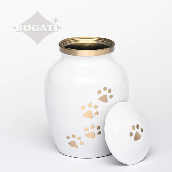 Small Brass Pet Urn-"Paws to Heaven"-30 cu-Cremation Urns-Bogati-Afterlife Essentials
