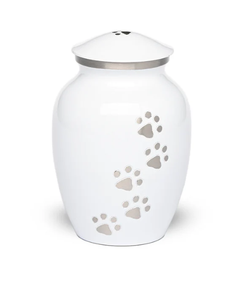 Small Brass Pet Urn-"Paws to Heaven"-30 cu-Cremation Urns-Bogati-Afterlife Essentials