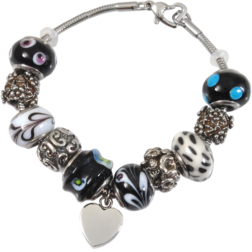 Remembrance Beads Classic Black & White Charm Bracelet Cremation Jewelry-Jewelry-New Memorials-Afterlife Essentials