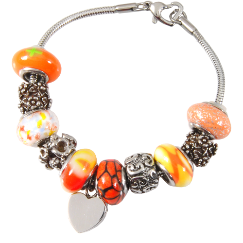 Remembrance Beads Sunset Orange Charm Bracelet Cremation Jewelry-Jewelry-New Memorials-Afterlife Essentials