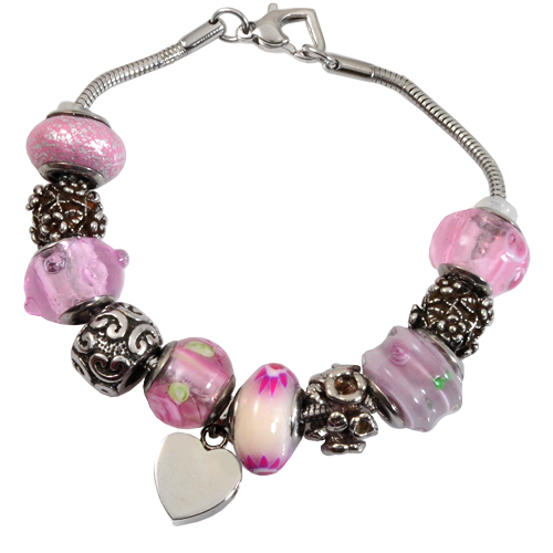 Remembrance Beads Pink Charm Bracelet Cremation Jewelry-Jewelry-New Memorials-Afterlife Essentials