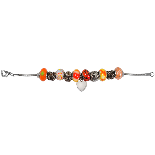Remembrance Beads Sunset Orange Charm Bracelet Cremation Jewelry-Jewelry-New Memorials-Afterlife Essentials