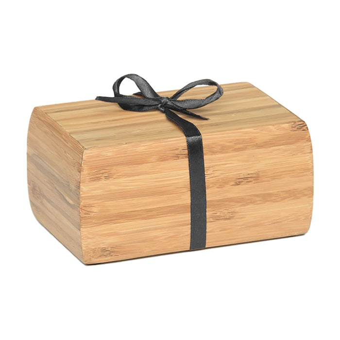 Small Bamboo Urn - Curved Edges with Satin Ribbon-Cremation Urns-Bogati-Afterlife Essentials