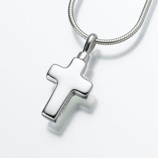 Small Cross Pendant Cremation Jewelry-Jewelry-Madelyn Co-Sterling Silver-Free 24" Black Satin Cord-Afterlife Essentials