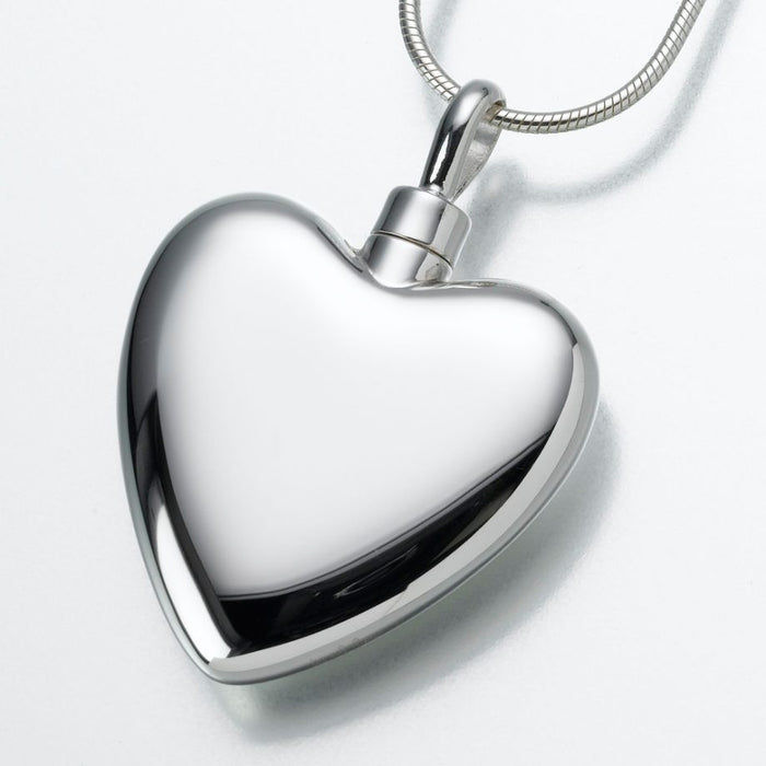 Large Heart Pendant Cremation Jewelry-Jewelry-Madelyn Co-Sterling Silver-Free 24" Black Satin Cord-Afterlife Essentials