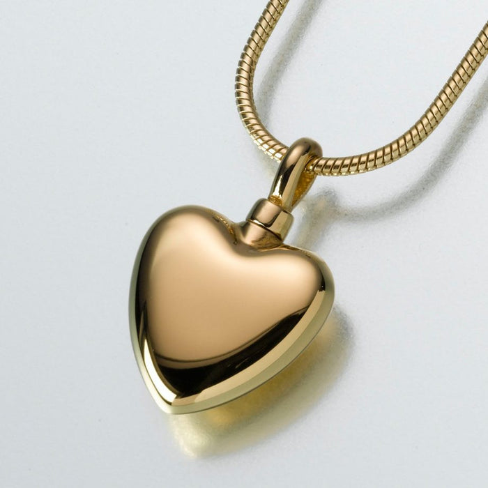 Small Heart Pendant Cremation Jewelry-Jewelry-Madelyn Co-Gold Vermiel-Free 24" Black Satin Cord-Afterlife Essentials