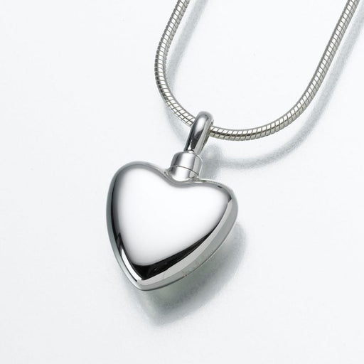 Small Heart Pendant Cremation Jewelry-Jewelry-Madelyn Co-Sterling Silver-Free 24" Black Satin Cord-Afterlife Essentials
