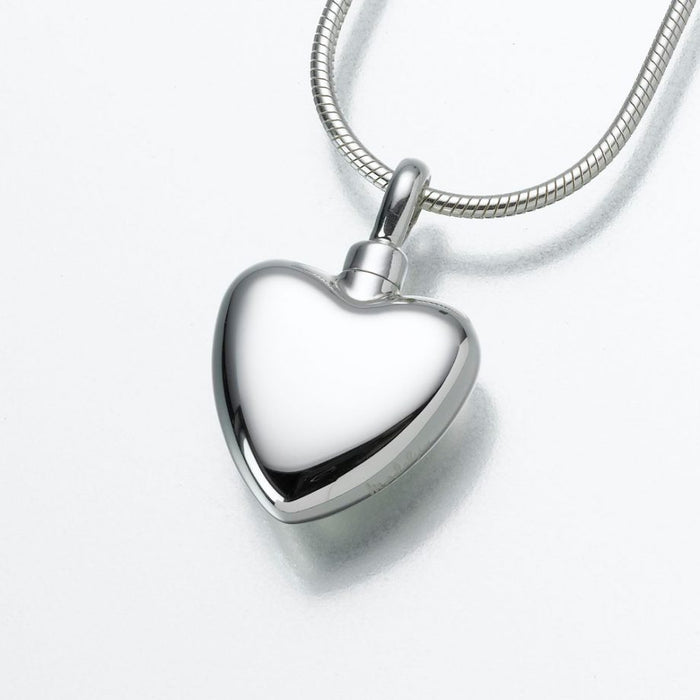 Small Heart Pendant Cremation Jewelry-Jewelry-Madelyn Co-14K White Gold-Free 24" Black Satin Cord-Afterlife Essentials