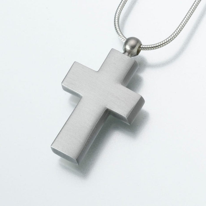 Pewter Cross Pendant Cremation Jewelry-Jewelry-Madelyn Co-Pewter-Free 24" Black Satin Cord-Afterlife Essentials