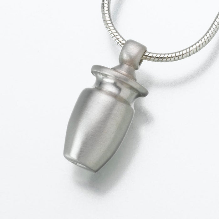 Small Urn Pendant Cremation Jewelry-Jewelry-Madelyn Co-14K White Gold-Free 24" Black Satin Cord-Afterlife Essentials