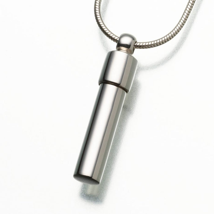 Cylinder Pendant Cremation Jewelry-Jewelry-Madelyn Co-Sterling Silver-Free 24" Black Satin Cord-Afterlife Essentials