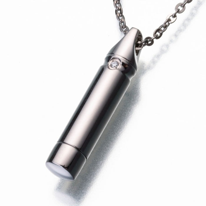 Titanium Cylinder with Crystal Chip Pendant Cremation Jewelry-Jewelry-Madelyn Co-Titanium-Free 24" Titanium Chain-Afterlife Essentials