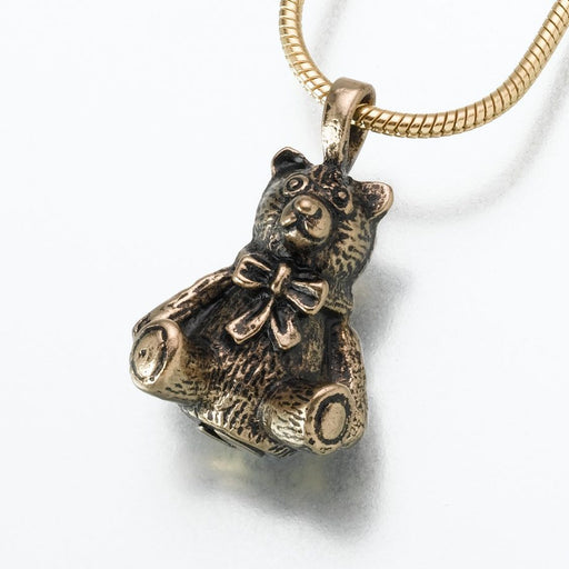 Antique Teddy Bear Pendant Cremation Jewelry-Jewelry-Madelyn Co-Bronze-Free 24" Black Satin Cord-Afterlife Essentials