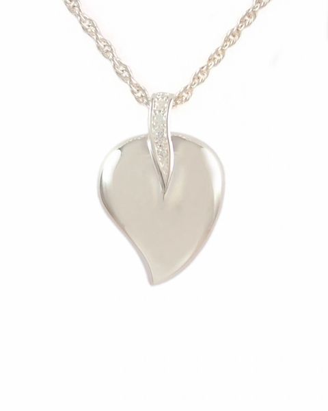 Sterling Silver Leaf with Stones Heart Cremation Jewelry-Jewelry-Cremation Keepsakes-Afterlife Essentials