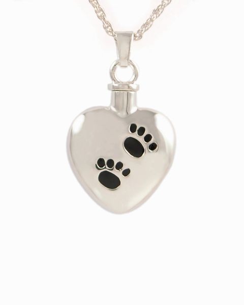 Sterling Silver Heart with Black Paws Cremation Jewelry-Jewelry-Cremation Keepsakes-Afterlife Essentials