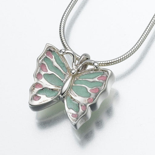 Sterling Silver Butterfly Pendant with Enameled Wings Cremation Jewelry-Jewelry-Madelyn Co-Sterling Silver-Free 24" Black Satin Cord-Afterlife Essentials