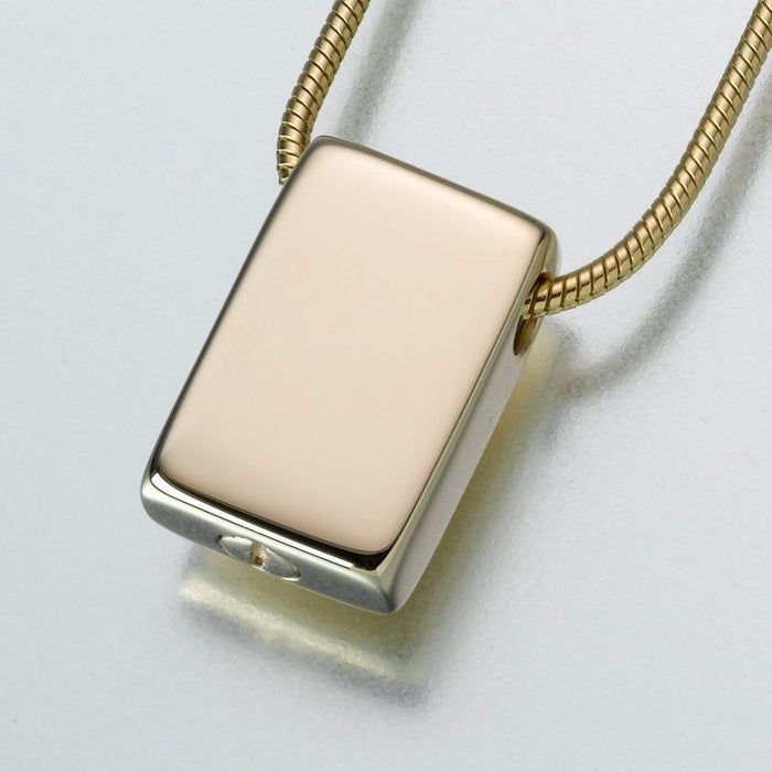 Slide Rectangle Pendant Cremation Jewelry-Jewelry-Madelyn Co-14K Yellow Gold-Free 24" Black Satin Cord-Afterlife Essentials