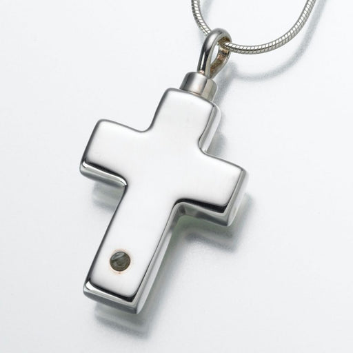 Micro Picture Lens Sterling Silver Cross Pendant Cremation Jewelry-Jewelry-Madelyn Co-Sterling Silver-Free 24" Black Satin Cord-Afterlife Essentials