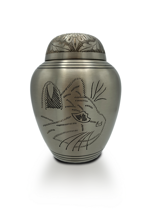 Hand Engraved Kitty Solid Brass Cremation Urn – Small – B-1576-Pewter-Cremation Urns-Bogati-Afterlife Essentials
