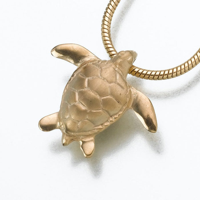 Sea Turtle Pendant Cremation Jewelry-Jewelry-Madelyn Co-Gold Vermeil-Afterlife Essentials