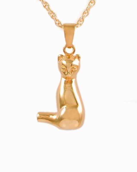 Gold Plated Sitting Cat Cremation Jewelry-Jewelry-Cremation Keepsakes-Afterlife Essentials