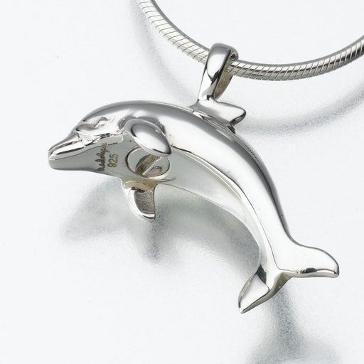 Dolphin Pendant Cremation Jewelry-Jewelry-Madelyn Co-Sterling Silver-Free 24" Black Satin Cord-Afterlife Essentials