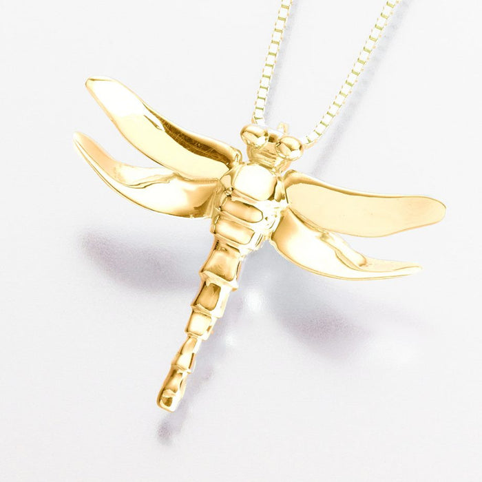 Dragonfly Pendant Cremation Jewelry-Jewelry-Madelyn Co-Gold Vermiel-Free 24" Black Satin Cord-Afterlife Essentials