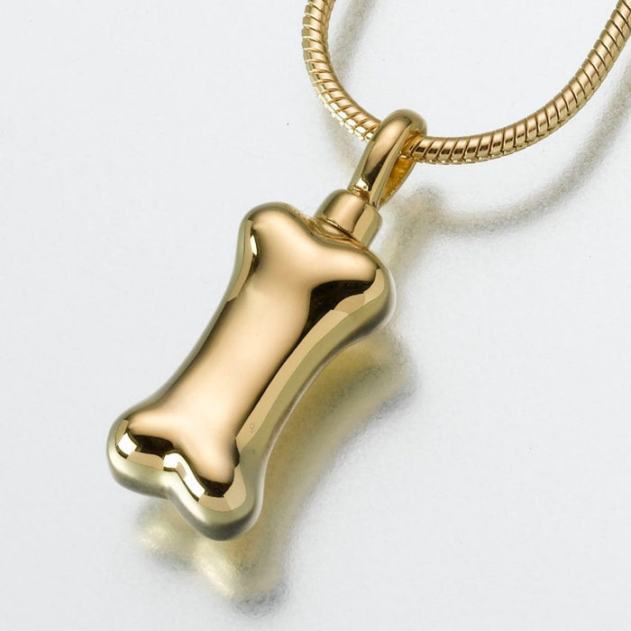 Dog Bone Pendant Cremation Jewelry-Jewelry-Madelyn Co-Gold Vermiel-Free 24" Black Satin Cord-Afterlife Essentials