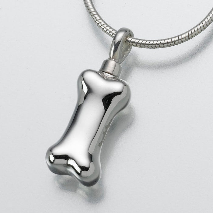 Dog Bone Pendant Cremation Jewelry-Jewelry-Madelyn Co-Sterling Silver-Free 24" Black Satin Cord-Afterlife Essentials