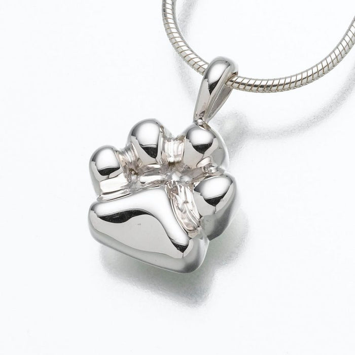 Paw Pendant Cremation Jewelry-Jewelry-Madelyn Co-Sterling Silver-Free 24" Black Satin Cord-Afterlife Essentials