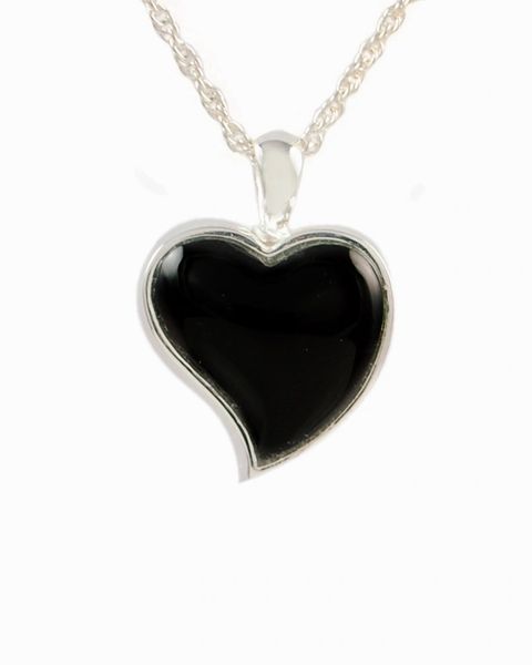 Sterling Silver Onyx Heart Cremation Jewelry-Jewelry-Cremation Keepsakes-Afterlife Essentials