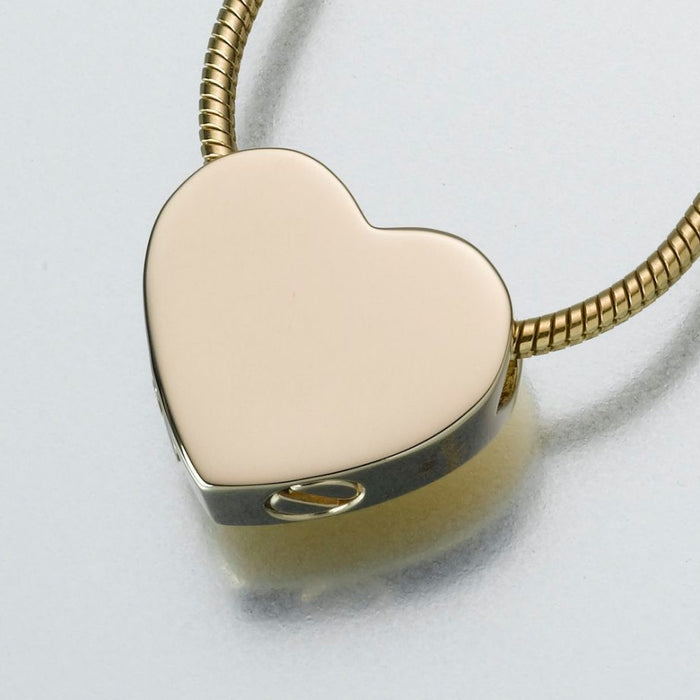 Double Chamber Slide Heart Pendant Cremation Jewelry-Jewelry-Madelyn Co-14K Yellow Gold-Free 24" Black Satin Cord-Afterlife Essentials