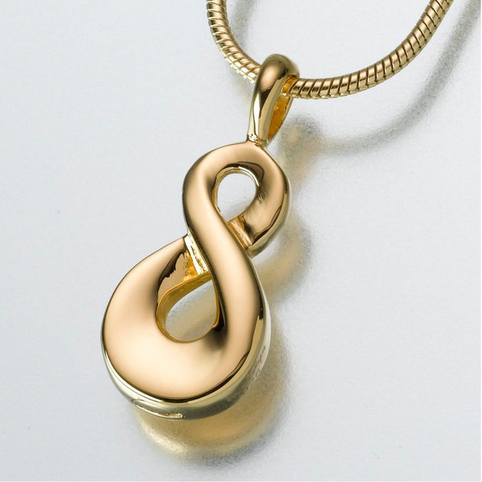 Infinity Pendant Cremation Jewelry-Jewelry-Madelyn Co-Gold Vermiel-Free 24" Black Satin Cord-Afterlife Essentials