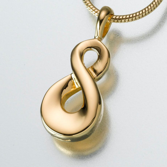 Infinity Pendant Cremation Jewelry-Jewelry-Madelyn Co-14K Yellow Gold-Free 24" Black Satin Cord-Afterlife Essentials