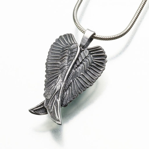 Angel Wings Pendant Cremation Jewelry-Jewelry-Madelyn Co-Sterling Silver-Free 24" Black Satin Cord-Afterlife Essentials