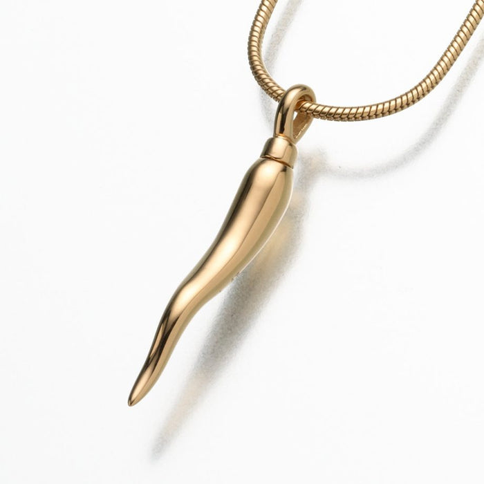Italian Horn Pendant Cremation Jewelry-Jewelry-Madelyn Co-Gold Vermeil-Afterlife Essentials