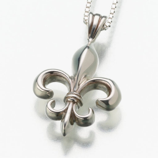 Fleur de Lis Pendant Cremation Jewelry-Jewelry-Madelyn Co-Sterling Silver-Free 24" Black Satin Cord-Afterlife Essentials