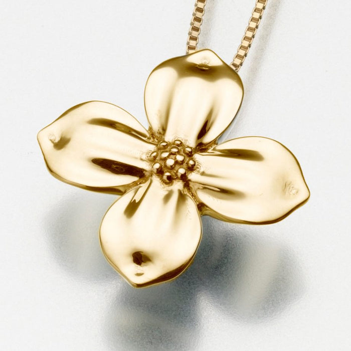 Blossom Pendant Cremation Jewelry-Jewelry-Madelyn Co-14K Yellow Gold-Free 24" Black Satin Cord-Afterlife Essentials