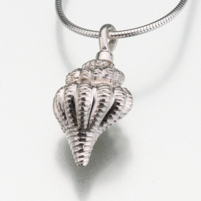 Conch Shell Pendant Cremation Jewelry-Jewelry-Madelyn Co-Sterling Silver-Free 24" Black Satin Cord-Afterlife Essentials