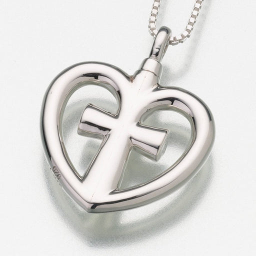 Love Cross Pendant Cremation Jewelry-Jewelry-Madelyn Co-Sterling Silver-Free 24" Black Satin Cord-Afterlife Essentials