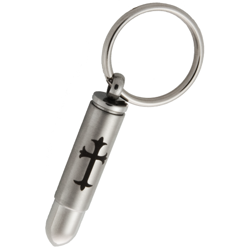 Stainless Steel Bullet With Cross Cremation Keychain-Jewelry-New Memorials-Afterlife Essentials