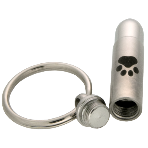 Stainless Steel Bullet With Pawprint Cremation Keychain-Jewelry-New Memorials-Afterlife Essentials