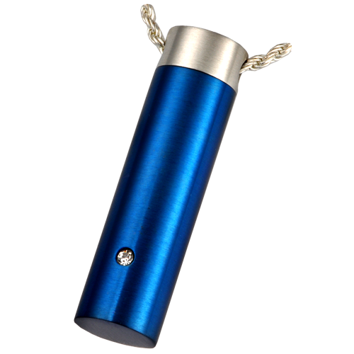Stainless Steel Royal Blue Cylinder Cremation Jewelry-Jewelry-New Memorials-Afterlife Essentials