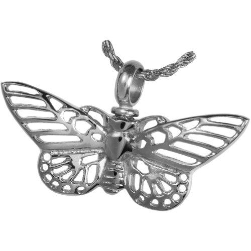Butterfly Pendant Cremation Jewelry-Jewelry-New Memorials-Nickel-Plated Stainless Steel-Free Black Satin Cord-Afterlife Essentials