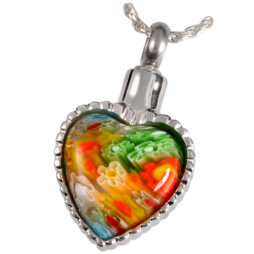 Stainless Steel Art Glass Heart I Cremation Jewelry-Jewelry-New Memorials-Afterlife Essentials