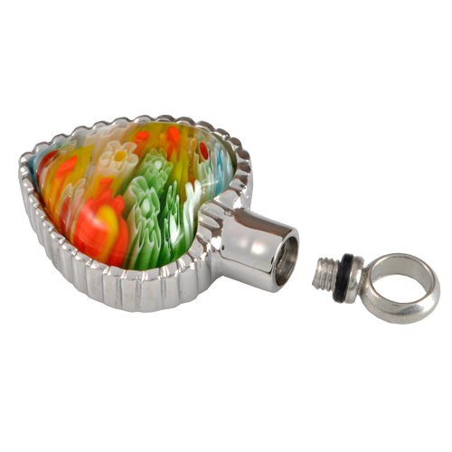 Stainless Steel Art Glass Heart I Cremation Jewelry-Jewelry-New Memorials-Afterlife Essentials