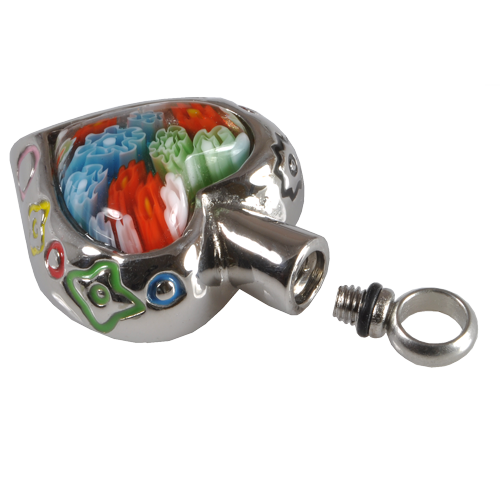 Stainless Steel Art Glass Heart Ii Cremation Jewelry-Jewelry-New Memorials-Afterlife Essentials