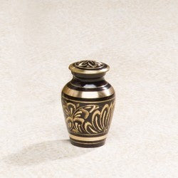 Gee Motif Brass Mini 3 cu in Cremation Urn Keepsake-Cremation Urns-Infinity Urns-Afterlife Essentials