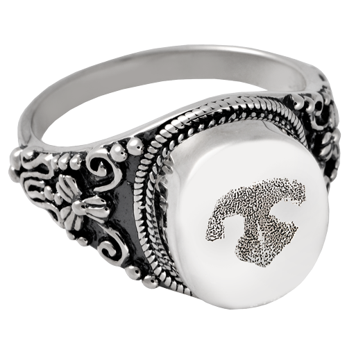 Round Ring Noseprint Pet Print Cremation Jewelry-Jewelry-New Memorials-Sterling Silver-5-Afterlife Essentials